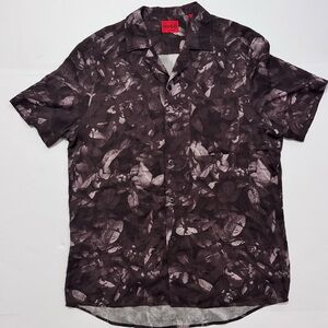 HUGO Boss Ellino Floral Print Relaxed Fit Button Down Camp Shirt Sz Lg